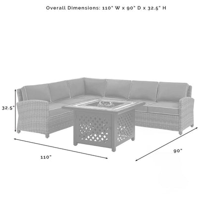 5Pc Outdoor Sectional Set W/Fire Table, Right&Left Loveseat,Corner&Center Chairs