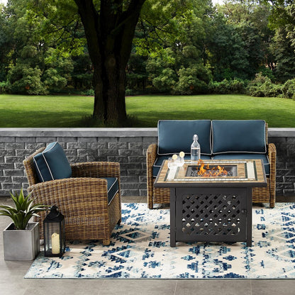 3Pc Outdoor Loveseat Set W/ Fire Table, Loveseat, Armchair, & Tucson Fire Table