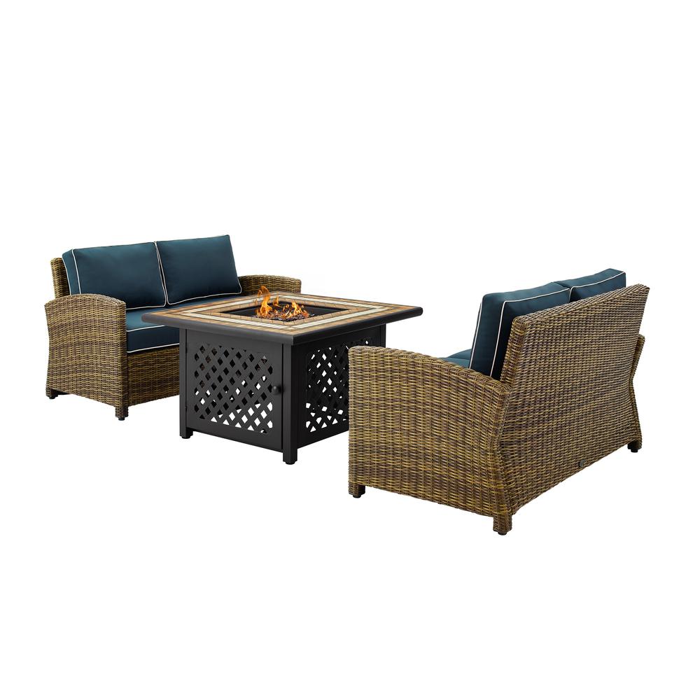 Bradenton 3Pc Outdoor Loveseat Set W/Fire Table, Tucson Fire Table & 2 Loveseats