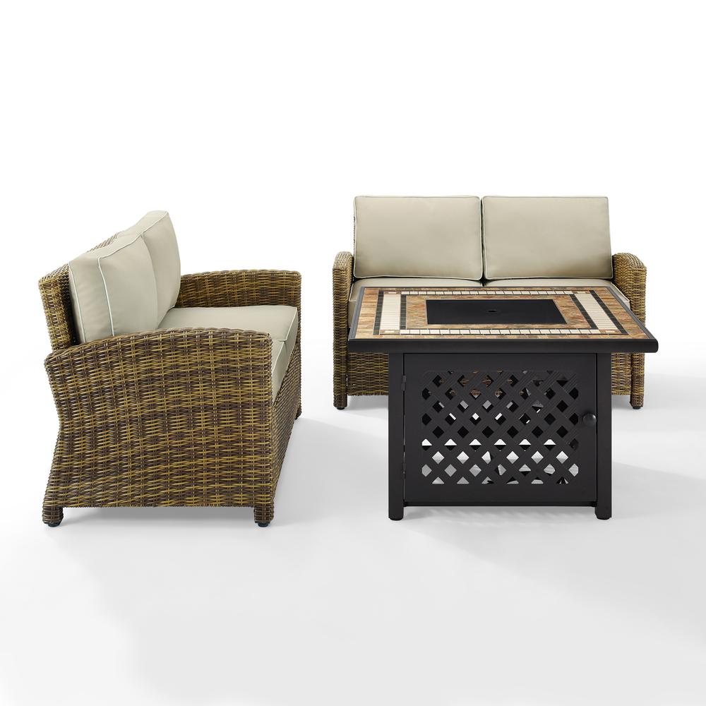 Bradenton 3Pc Outdoor Loveseat Set W/Fire Table, Tucson Fire Table & 2 Loveseats
