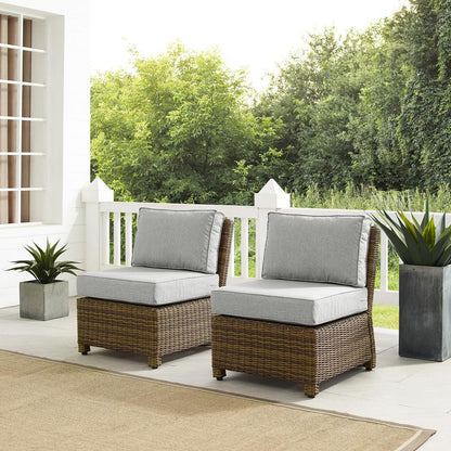 Bradenton 2Pc Armless Wicker Outdoor Chair Set - 2 Armless Chairs