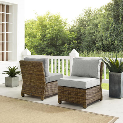 Bradenton 2Pc Armless Wicker Outdoor Chair Set - 2 Armless Chairs