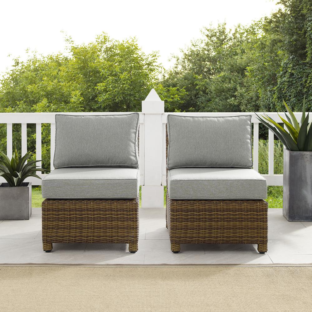 Bradenton 2Pc Armless Wicker Outdoor Chair Set - 2 Armless Chairs