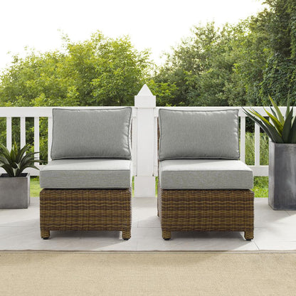 Bradenton 2Pc Armless Wicker Outdoor Chair Set - 2 Armless Chairs
