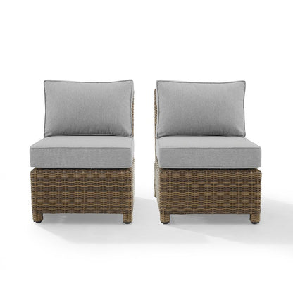 Bradenton 2Pc Armless Wicker Outdoor Chair Set - 2 Armless Chairs