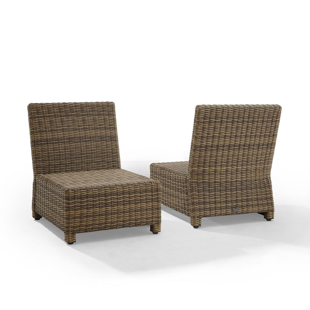 Bradenton 2Pc Armless Wicker Outdoor Chair Set - 2 Armless Chairs