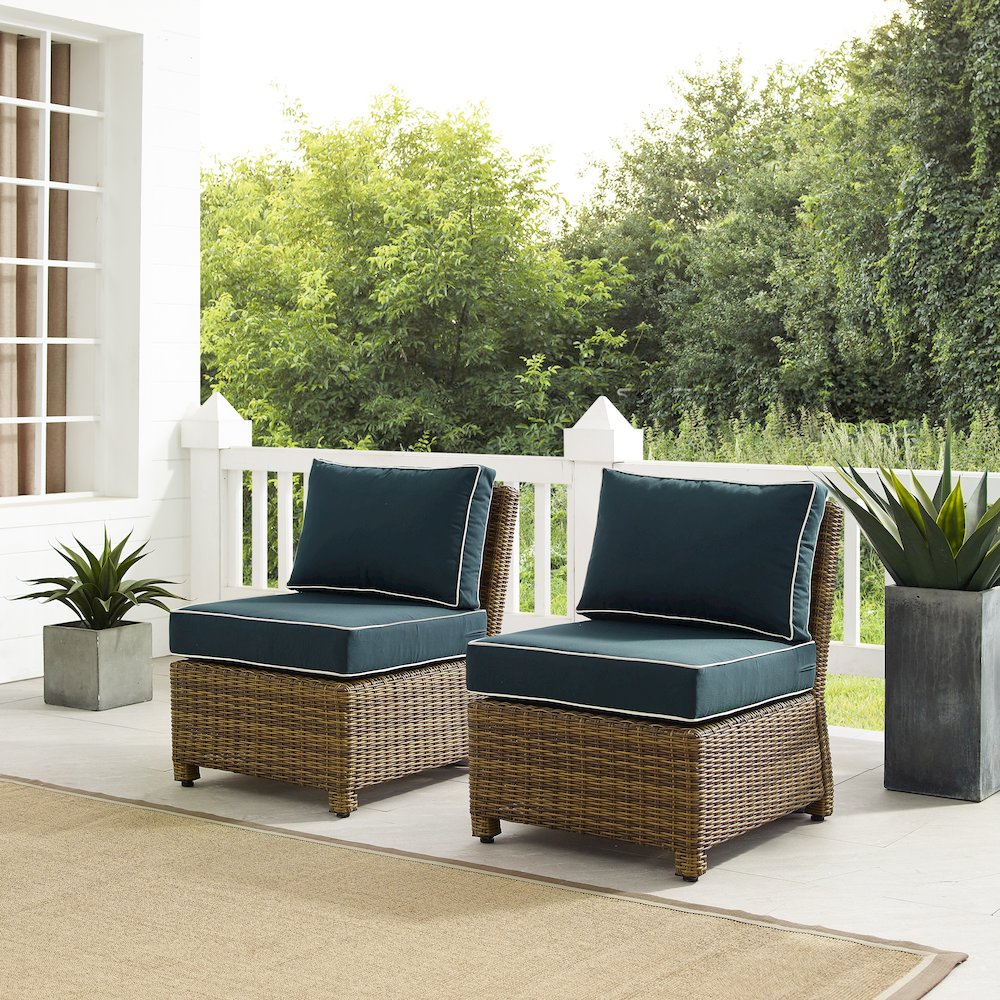 Bradenton 2Pc Armless Wicker Outdoor Chair Set - 2 Armless Chairs
