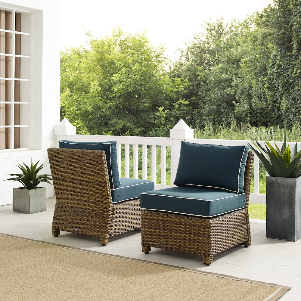 Bradenton 2Pc Armless Wicker Outdoor Chair Set - 2 Armless Chairs