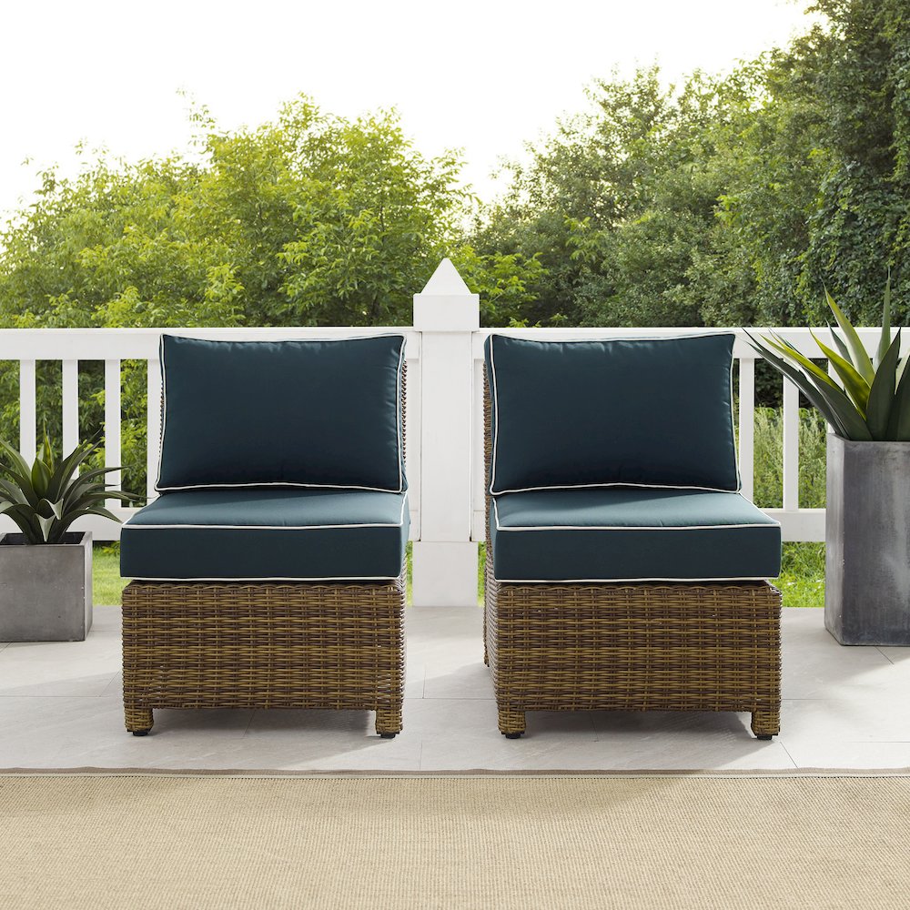 Bradenton 2Pc Armless Wicker Outdoor Chair Set - 2 Armless Chairs