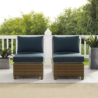 Bradenton 2Pc Armless Wicker Outdoor Chair Set - 2 Armless Chairs
