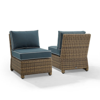 Bradenton 2Pc Armless Wicker Outdoor Chair Set - 2 Armless Chairs