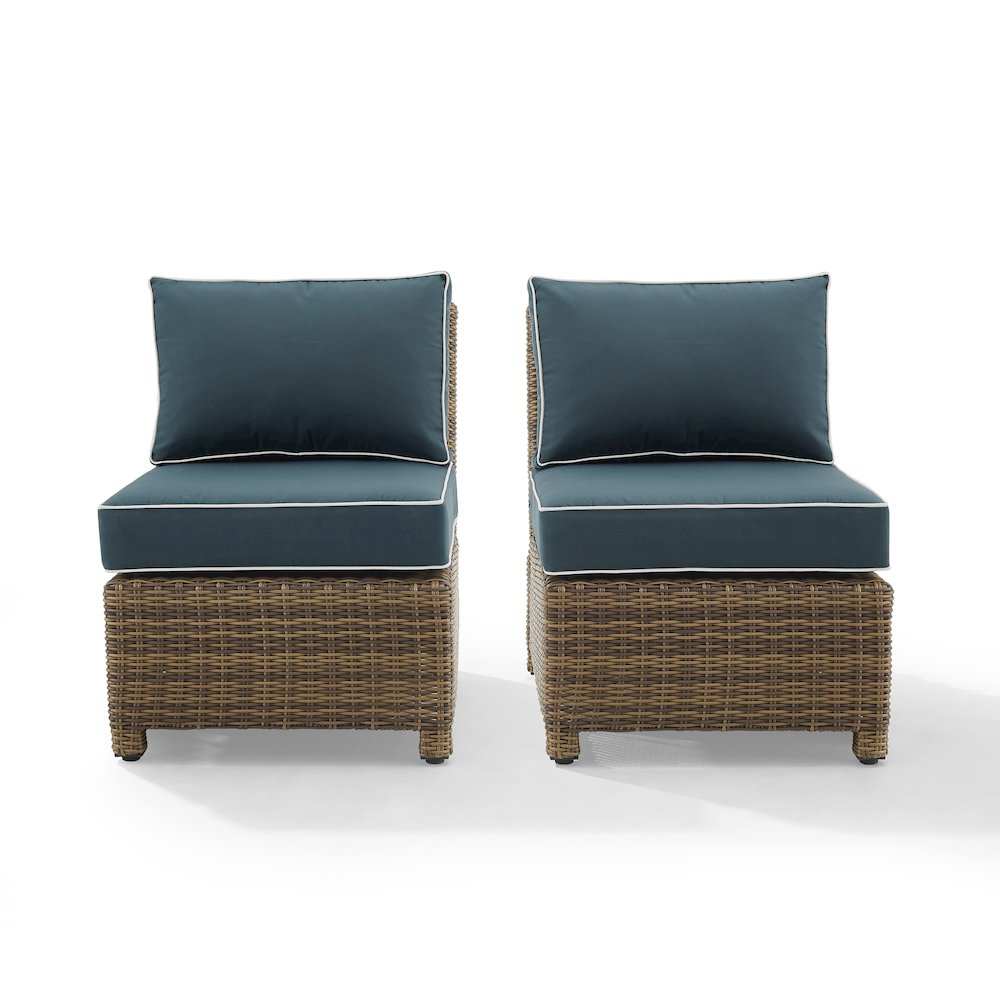 Bradenton 2Pc Armless Wicker Outdoor Chair Set - 2 Armless Chairs