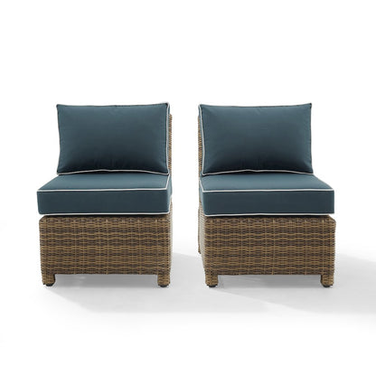 Bradenton 2Pc Armless Wicker Outdoor Chair Set - 2 Armless Chairs