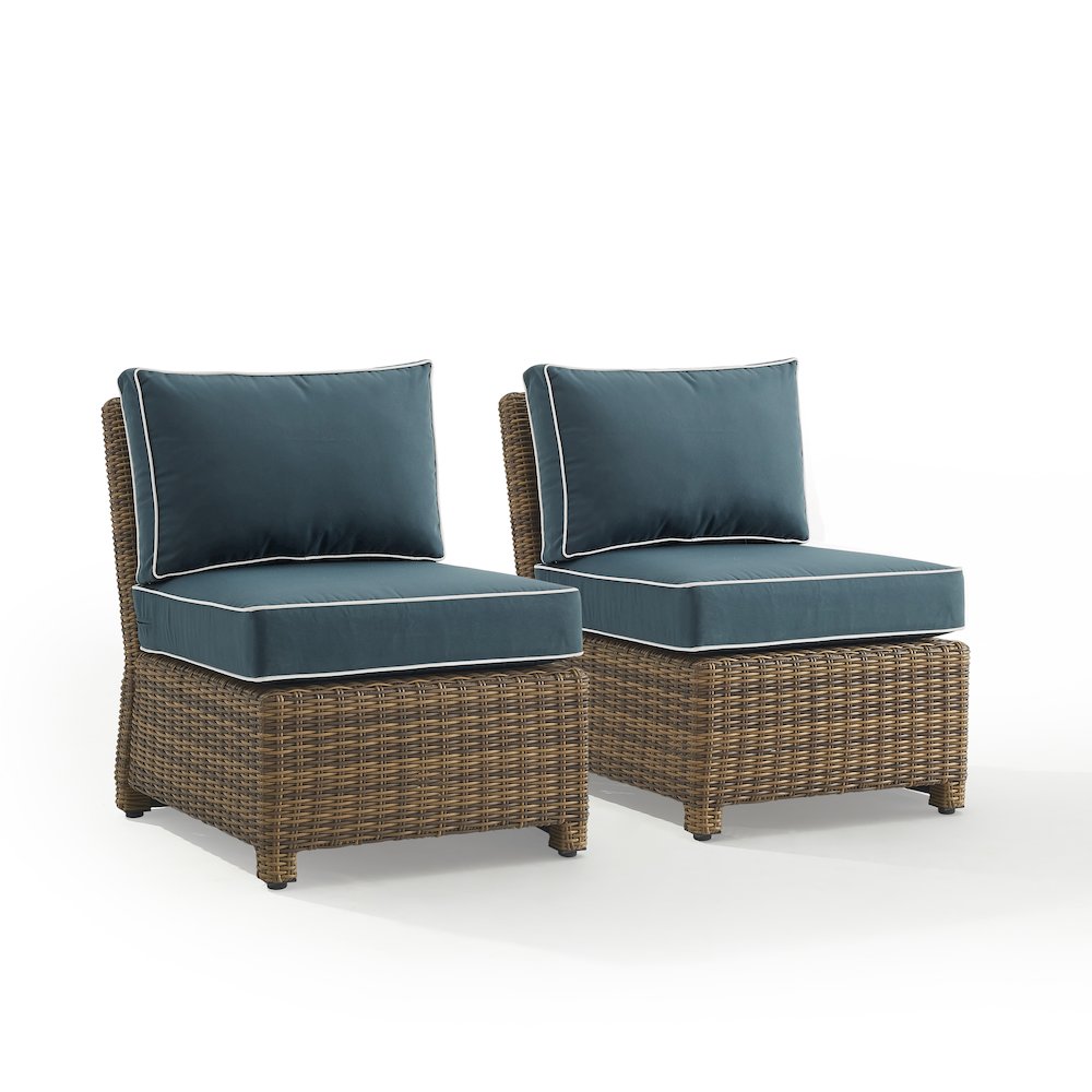 Bradenton 2Pc Armless Wicker Outdoor Chair Set - 2 Armless Chairs