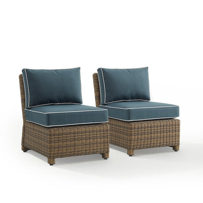 Bradenton 2Pc Armless Wicker Outdoor Chair Set - 2 Armless Chairs