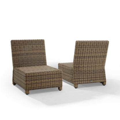 Bradenton 2Pc Armless Wicker Outdoor Chair Set - 2 Armless Chairs