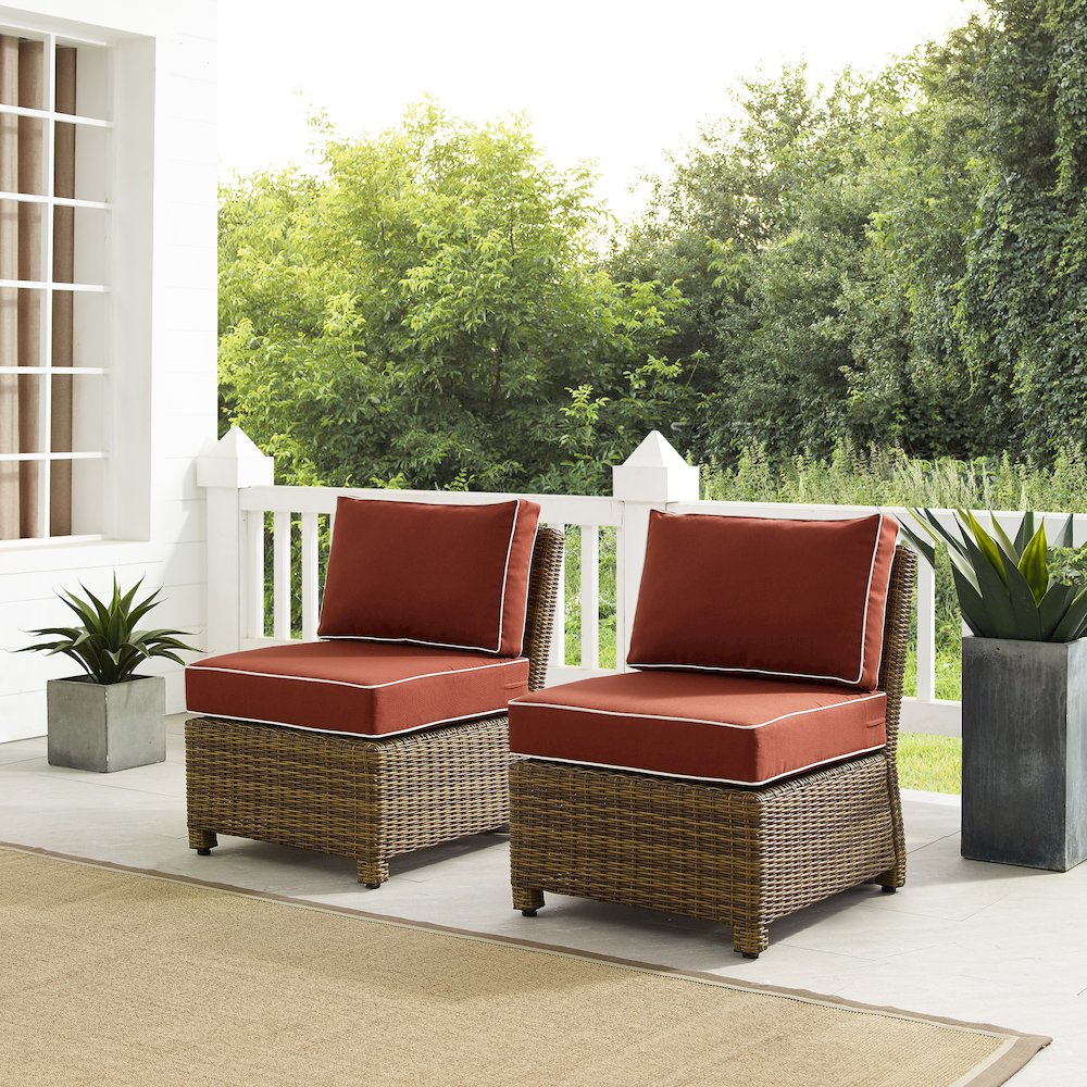 Bradenton 2Pc Armless Wicker Outdoor Chair Set - 2 Armless Chairs