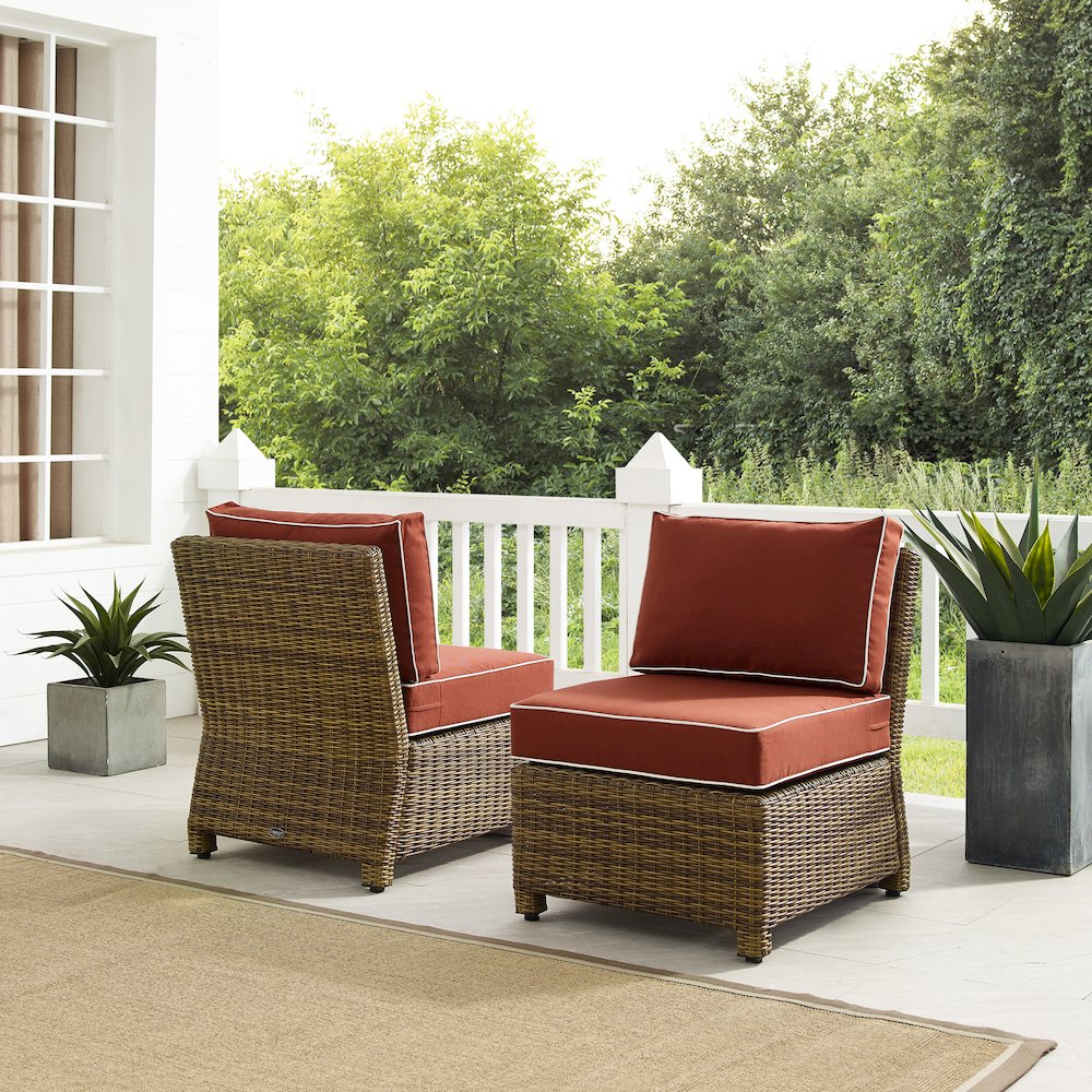 Bradenton 2Pc Armless Wicker Outdoor Chair Set - 2 Armless Chairs