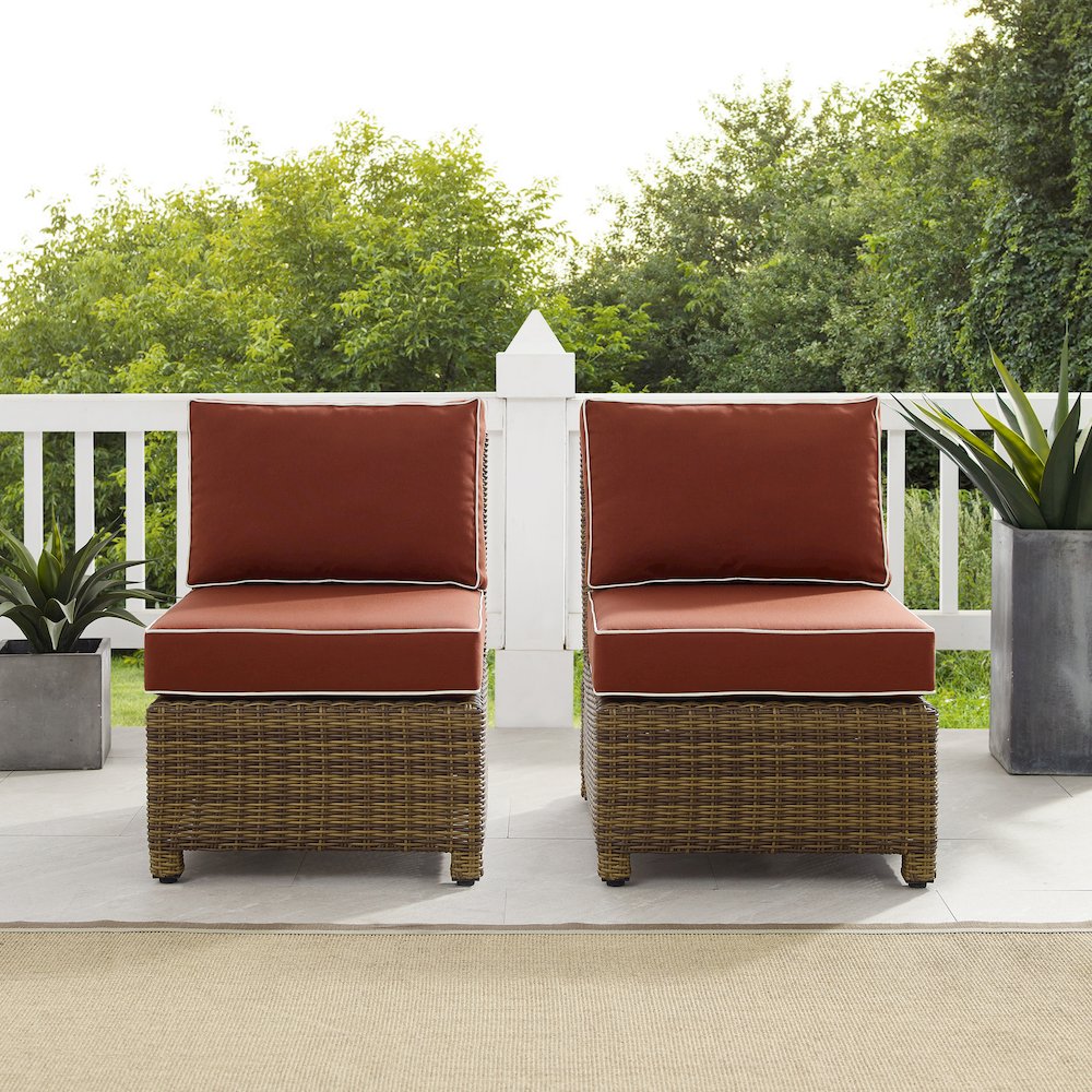 Bradenton 2Pc Armless Wicker Outdoor Chair Set - 2 Armless Chairs