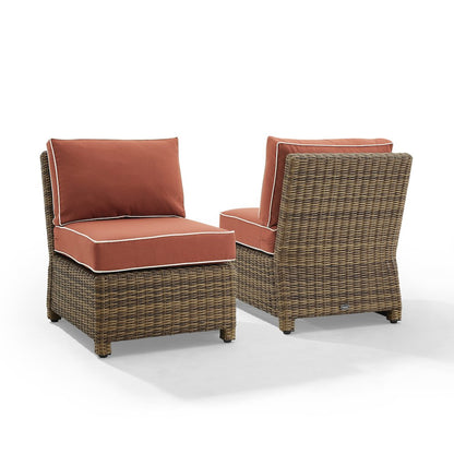 Bradenton 2Pc Armless Wicker Outdoor Chair Set - 2 Armless Chairs