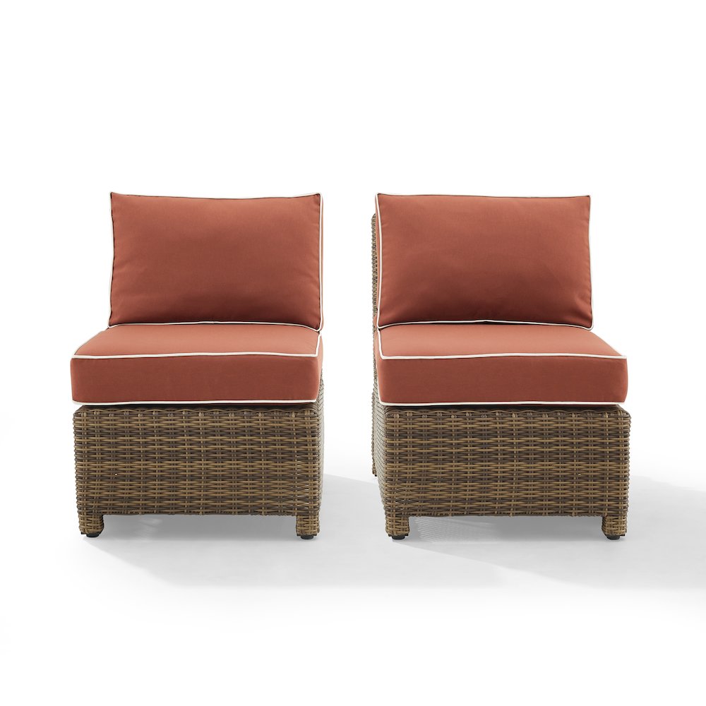 Bradenton 2Pc Armless Wicker Outdoor Chair Set - 2 Armless Chairs