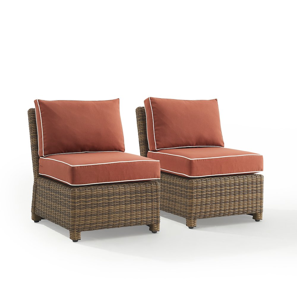 Bradenton 2Pc Armless Wicker Outdoor Chair Set - 2 Armless Chairs