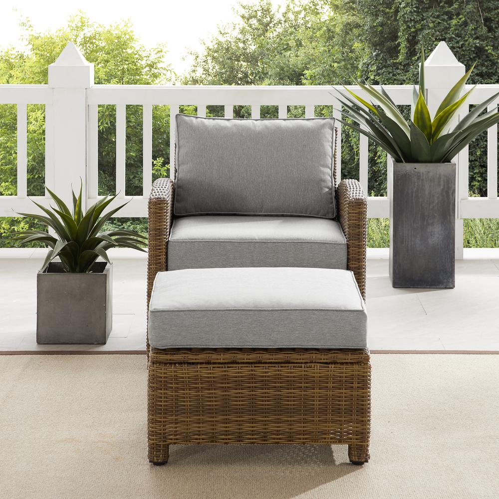 Bradenton 2Pc Wicker Outdoor Chair Set - Armchair & Ottoman