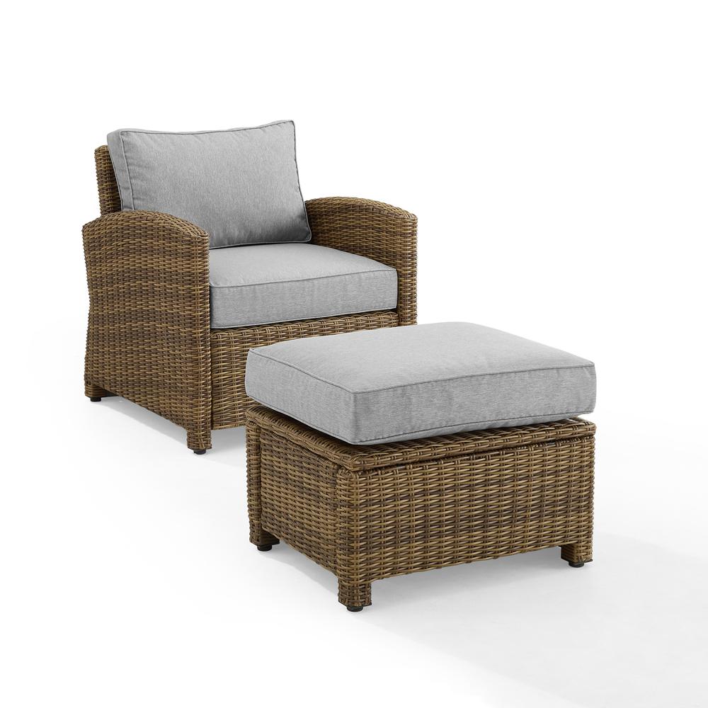 Bradenton 2Pc Wicker Outdoor Chair Set - Armchair & Ottoman