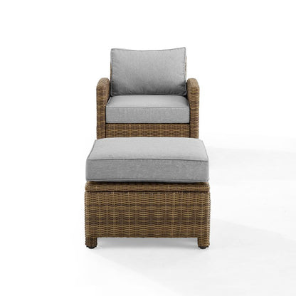 Bradenton 2Pc Wicker Outdoor Chair Set - Armchair & Ottoman