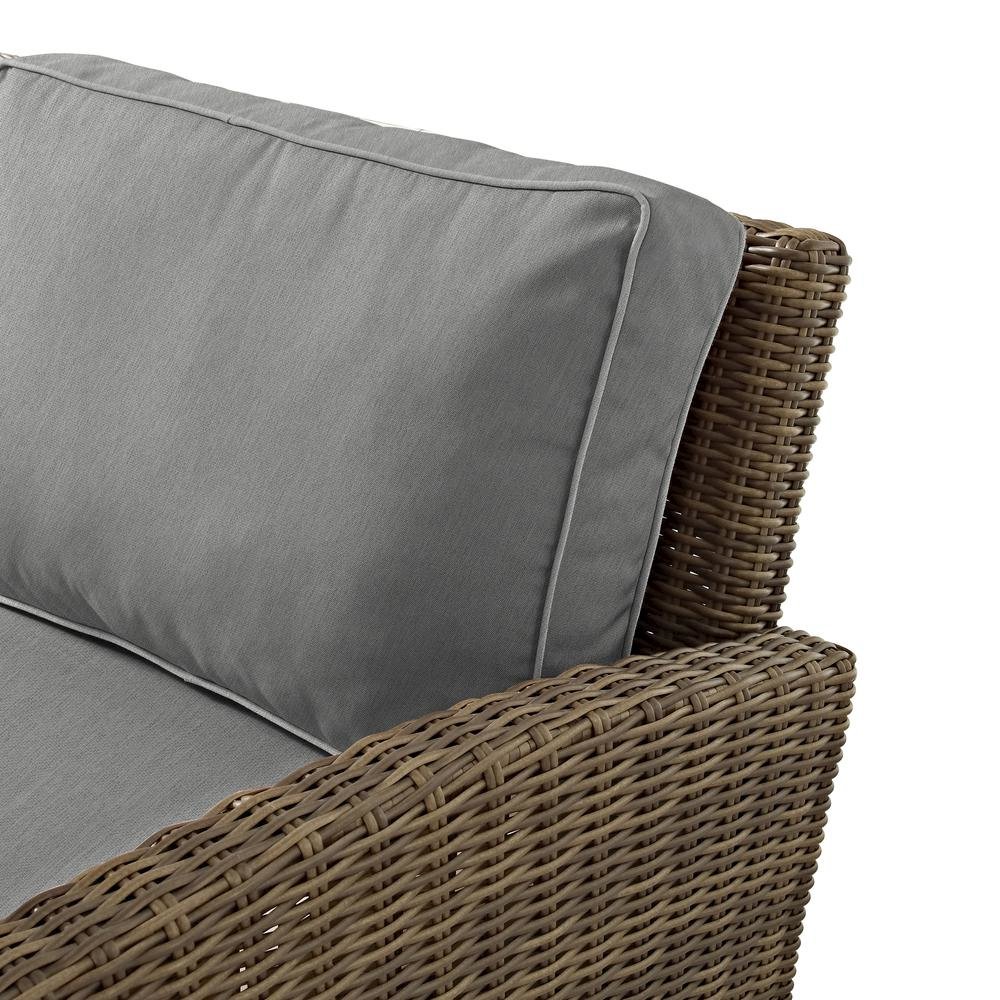 Wicker Outdoor Chair and Ottoman Set with Gray Cushions for Patio Relaxation