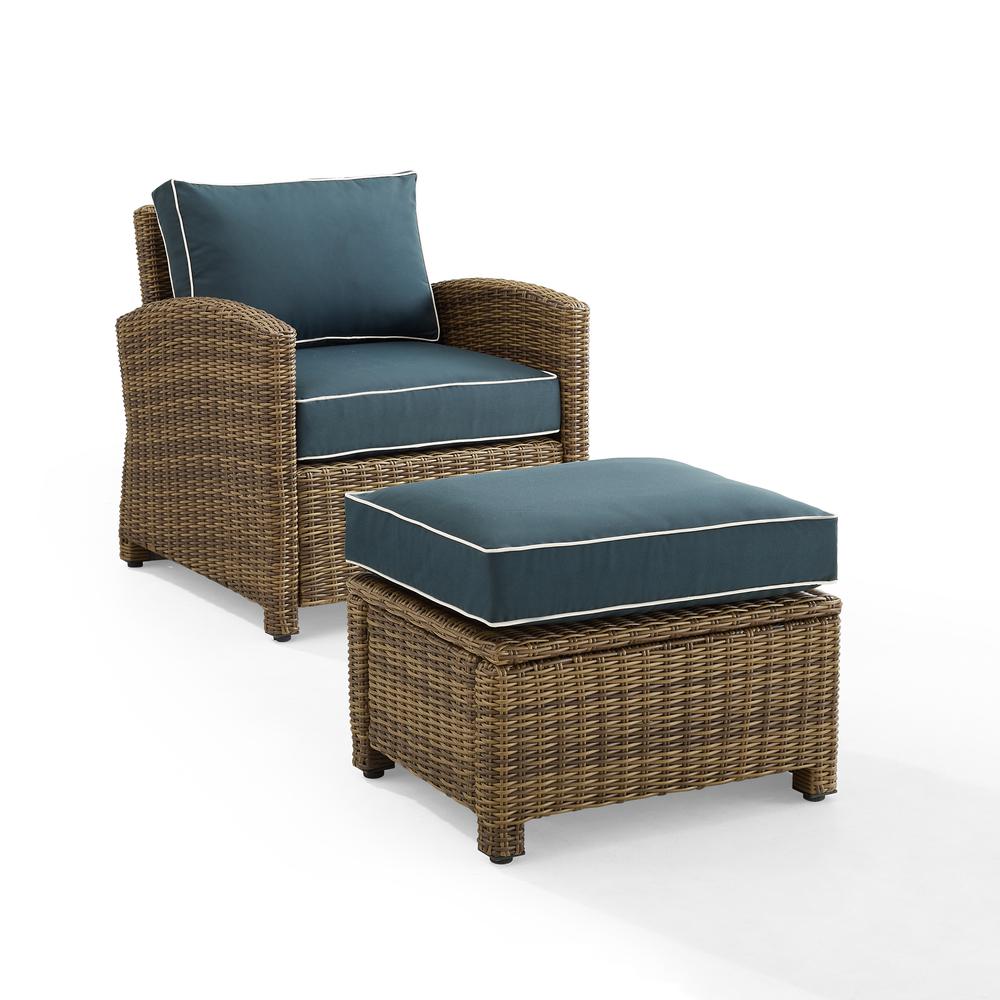 Bradenton 2Pc Wicker Outdoor Chair Set - Armchair & Ottoman