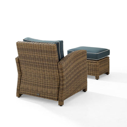 Bradenton 2Pc Wicker Outdoor Chair Set - Armchair & Ottoman