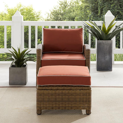 Bradenton 2Pc Wicker Outdoor Chair Set - Armchair & Ottoman