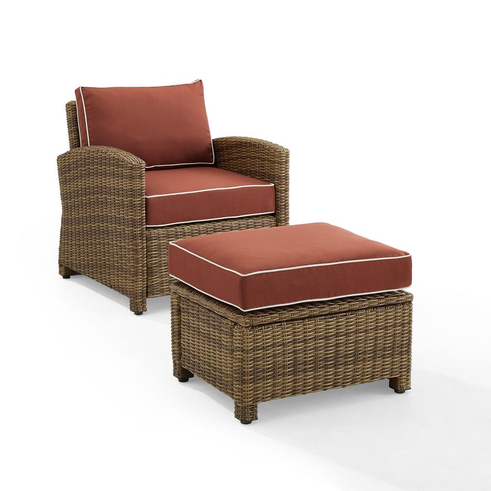 Bradenton 2Pc Wicker Outdoor Chair Set - Armchair & Ottoman
