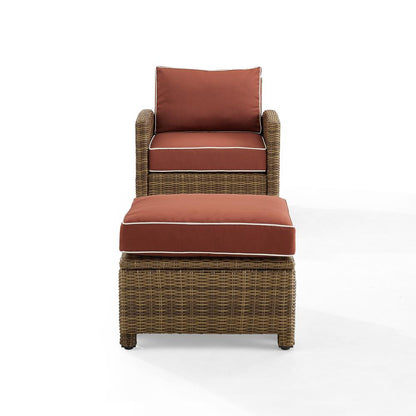 Bradenton 2Pc Wicker Outdoor Chair Set - Armchair & Ottoman
