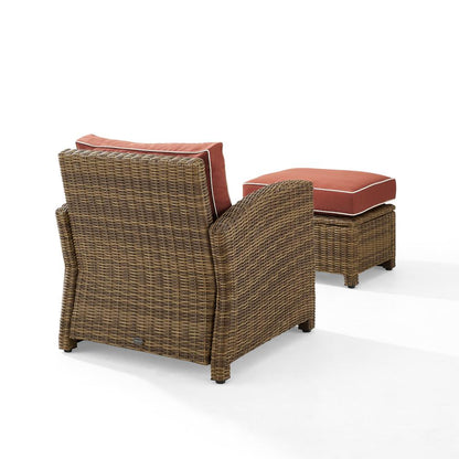 Bradenton 2Pc Wicker Outdoor Chair Set - Armchair & Ottoman