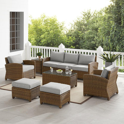 7Pc Outdoor Sofa Furniture Set, Sofa, Coffee&Side Table, 2 Armchairs, 2 Ottomans