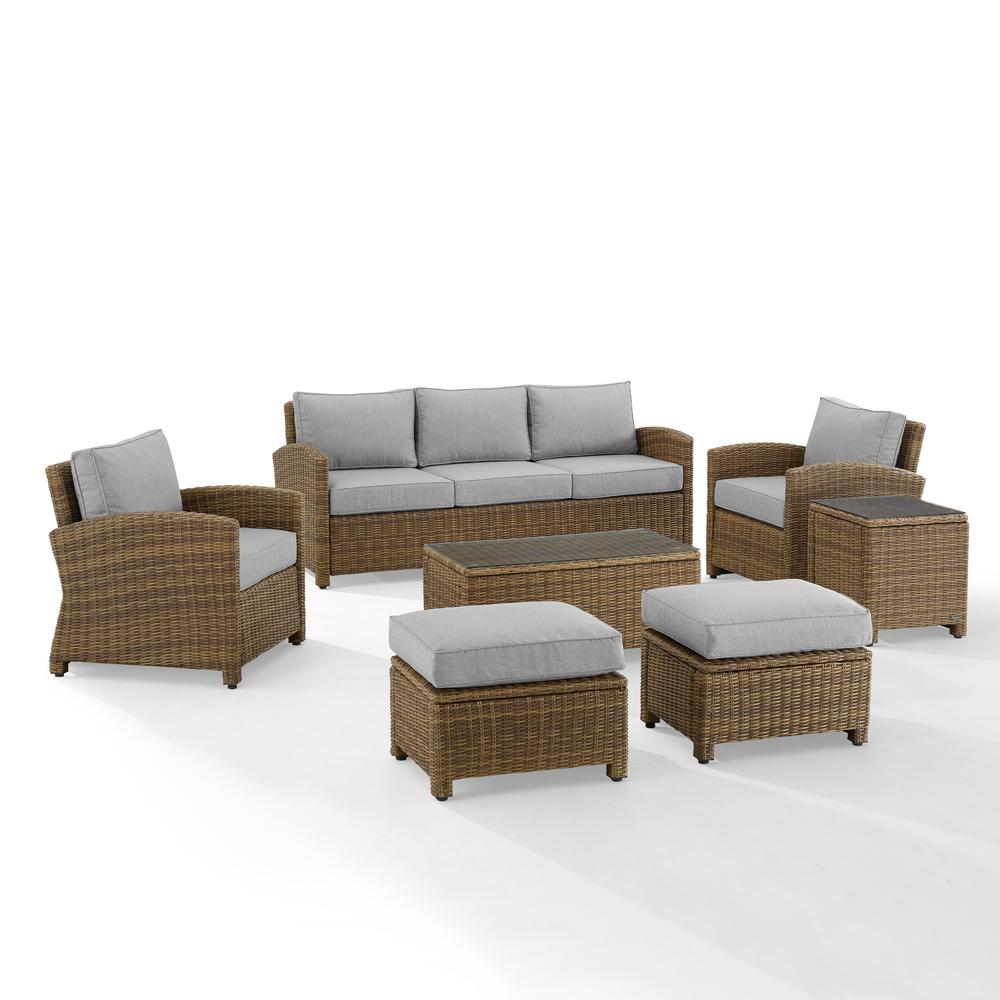 7Pc Outdoor Sofa Furniture Set, Sofa, Coffee&Side Table, 2 Armchairs, 2 Ottomans