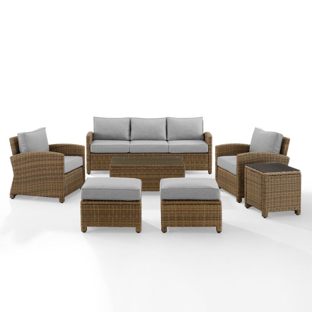 7Pc Outdoor Sofa Furniture Set, Sofa, Coffee&Side Table, 2 Armchairs, 2 Ottomans