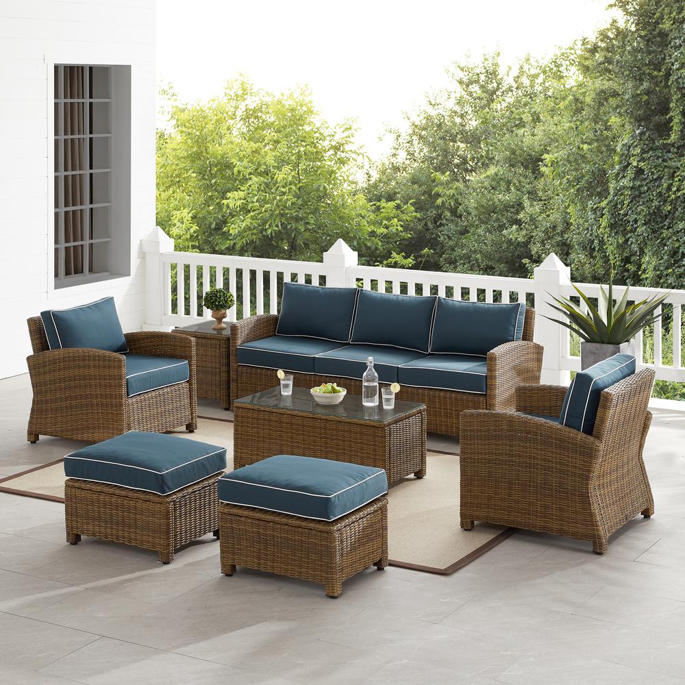 7Pc Outdoor Sofa Furniture Set, Sofa, Coffee&Side Table, 2 Armchairs, 2 Ottomans