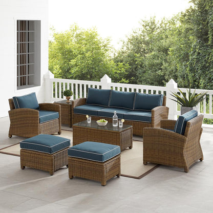 7Pc Outdoor Sofa Furniture Set, Sofa, Coffee&Side Table, 2 Armchairs, 2 Ottomans