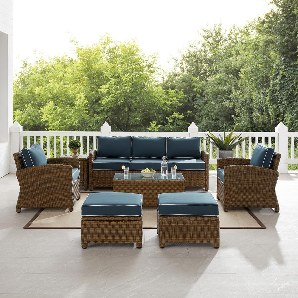 7Pc Outdoor Sofa Furniture Set, Sofa, Coffee&Side Table, 2 Armchairs, 2 Ottomans