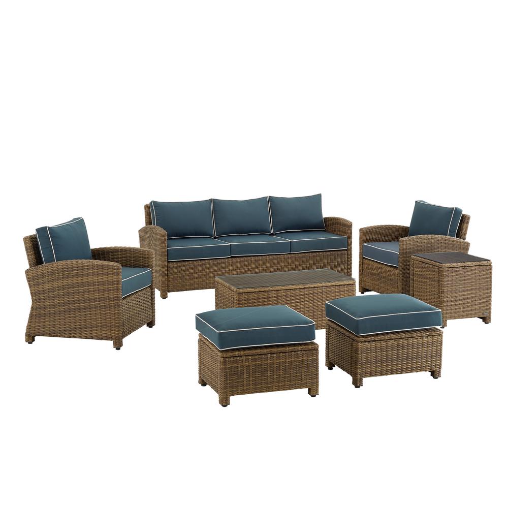 7Pc Outdoor Sofa Furniture Set, Sofa, Coffee&Side Table, 2 Armchairs, 2 Ottomans