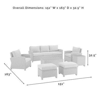 7Pc Outdoor Sofa Furniture Set, Sofa, Coffee&Side Table, 2 Armchairs, 2 Ottomans