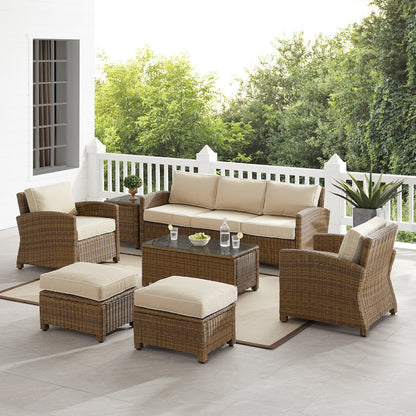 7Pc Outdoor Sofa Furniture Set, Sofa, Coffee&Side Table, 2 Chairs, 2 Ottomans