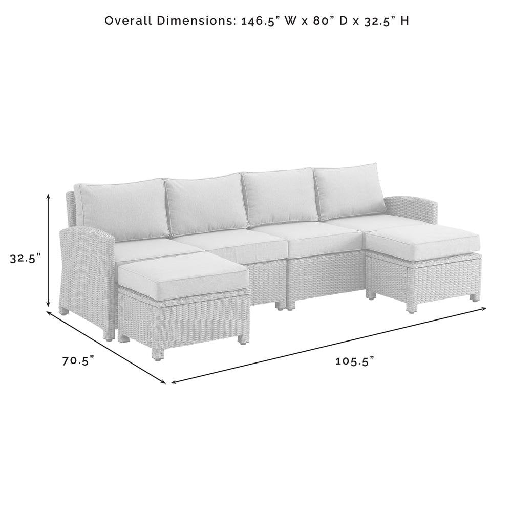 Brown Wicker Patio Sectional Outdoor Furniture 4 Piece Set with Sofa Ottomans