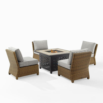 Bradenton 5Pc Outdoor Chair Set W/ Fire Table, & 4 Armless Chairs