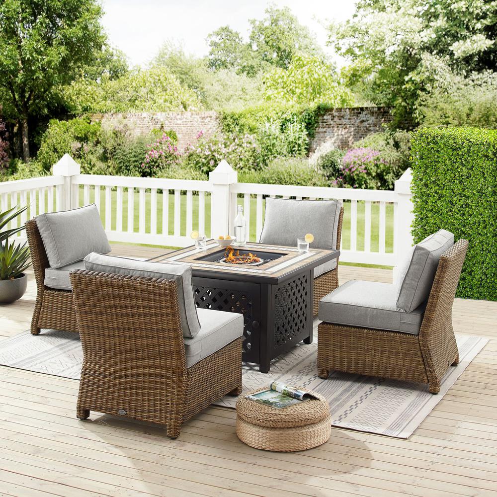 Bradenton 5Pc Outdoor Chair Set W/ Fire Table, & 4 Armless Chairs