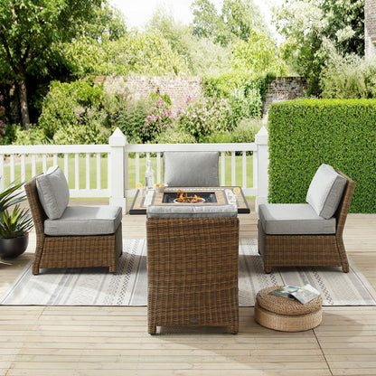 Bradenton 5Pc Outdoor Chair Set W/ Fire Table, & 4 Armless Chairs