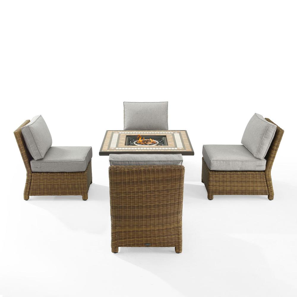 Bradenton 5Pc Outdoor Chair Set W/ Fire Table, & 4 Armless Chairs